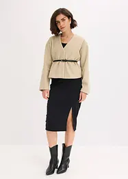 Oversized Blazer mit Gürtel in Wolloptik, ungefüttert, bonprix