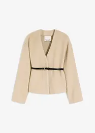 Oversized Blazer mit Gürtel in Wolloptik, ungefüttert, bonprix
