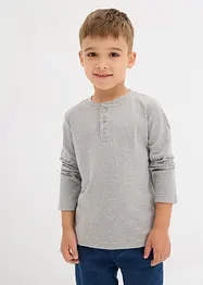 Lot de 2 T-shirts manches longues coton col tunisien, bonprix
