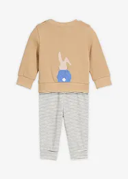T-shirt manches longues et pantalon molletonné 100% coton (ens. 2 pces), bonprix