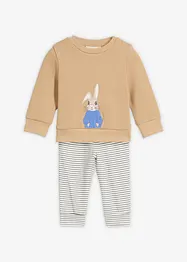 T-shirt manches longues et pantalon molletonné 100% coton (ens. 2 pces), bonprix