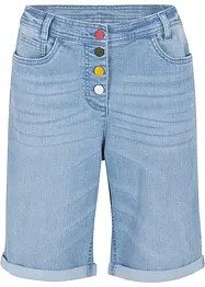 Bermuda en jean confort stretch avec broderie et taille confortable, bonprix