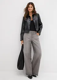 Wide-Leg-Jeans Mid Waist, Bequembund, bonprix