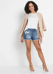 Short en jean taille mi-haute avec détails décoratifs, bonprix