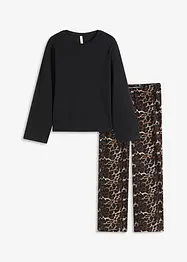 Pyjama avec haut côtelé et pantalon ample, bonprix