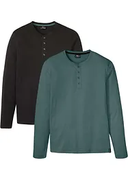 Lot de 2 T-shirts Henley confort pour le ventre, bonprix