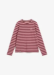 T-shirt manches longues rayé à broderies, bonprix