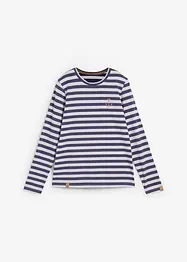 T-shirt manches longues rayé à broderies, bonprix