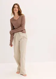 Pyjama avec un T-shirt côtelé et un pantalon tissé, bonprix
