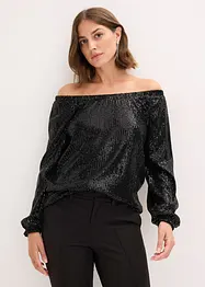 Carmenshirt, Oversized mit Pailletten, bonprix