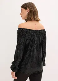 Carmenshirt, Oversized mit Pailletten, bonprix