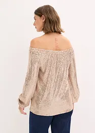 T-shirt oversize à sequins encolure Bardot, bonprix