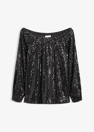 Carmenshirt, Oversized mit Pailletten, bonprix