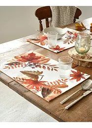 Lot de 4 sets de table à imprimé feuillage, bonprix