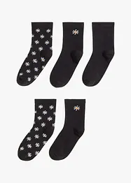 Lot de 5 paires de chaussettes mi-hautes avec bordure sans imprimé, bonprix