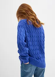Grobstrick-Pullover aus reiner Baumwolle mit Zopfmuster, bonprix