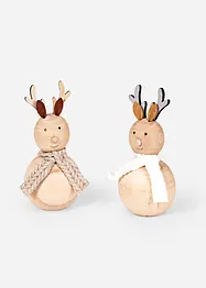 Lot de 2 élans en bois, bonprix