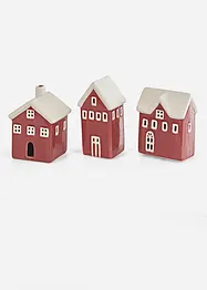 Lot de 3 maisons déco à LED avec toit enneigé, bonprix