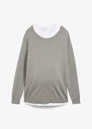 Pull de grossesse 3-en-1 en maille de coton avec top d’allaitement, bonprix
