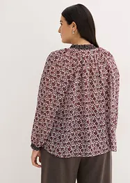 Gemusterte Chiffon-Bluse mit Stickerei, bonprix