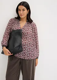 Gemusterte Chiffon-Bluse mit Stickerei, bonprix