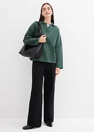 Sweatshirt mit gestricktem Polokragen aus Bio-Baumwolle, bonprix