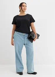 Wide-Leg-Jeans Mid Waist mit Gürtel, bonprix