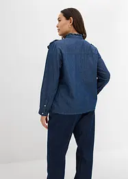 Jeansbluse mit Volants, aus reiner Baumwolle, bonprix