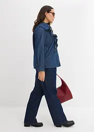 Jeansbluse mit Volants, aus reiner Baumwolle, bonprix