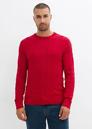 Feinstrickpullover mit Zopfmuster, Slim Fit, bonprix