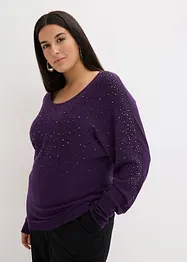 Pull en fine maille avec strass, bonprix