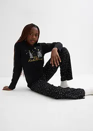 Pyjama aus weicher Baumwolle mit Glitzerdruck, bonprix
