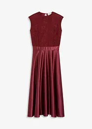 Robe midi en satin avec haut en dentelle, bonprix