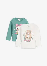 Lot de 2 T-shirts manches longues fille, bonprix