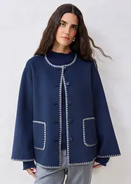 Wolljacke mit Zierstickerei (2tlg. Set mit Schal), bonprix