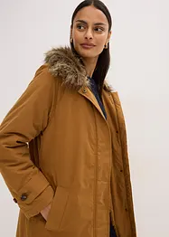 Wattierter Trenchcoat mit abnehmbaren Fellkragen, bonprix