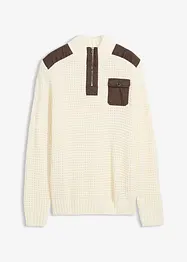 Pull camionneur en grosse maille avec empiècement en tissu, bonprix