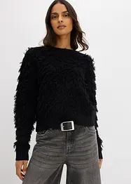 Grobstrick-Pullover mit Fransen, bonprix