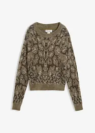 Grobstrick-Pullover aus flauschigem Federgarn, bonprix