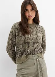 Grobstrick-Pullover aus flauschigem Federgarn, bonprix