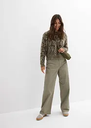 Grobstrick-Pullover aus flauschigem Federgarn, bonprix
