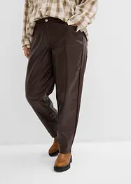 Pantalon barrel enduit, taille mi-haute, bonprix