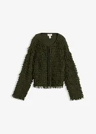 Grobstrickjacke in Curly Fellimitat, bonprix