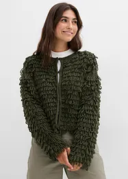 Grobstrickjacke in Curly Fellimitat, bonprix