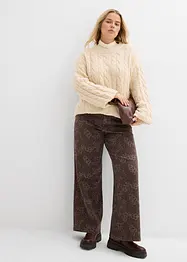 Pantalon large en twill imprimé léopard, bonprix