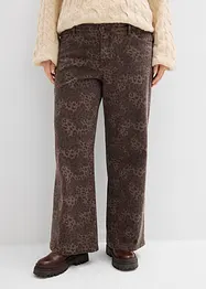 Pantalon large en twill imprimé léopard, bonprix