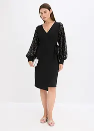 Midikleid mit Paillettenstickerei an den Ärmel, bonprix