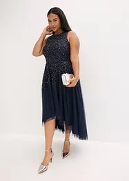 Vokuhila-Kleid mit Pailettenstickerei, bonprix
