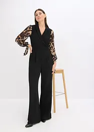 Jersey-Jumpsuit mit Mesh-Ärmeln, bonprix