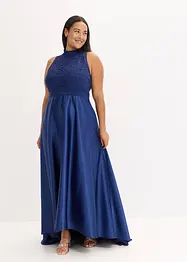 Maxikleid aus glänzendem Satin mit Spitze, bonprix